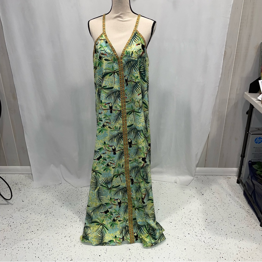America & Beyond beach boho tropical maxi dress cover up tribal embroidered 🌴 - Picture 3 of 8